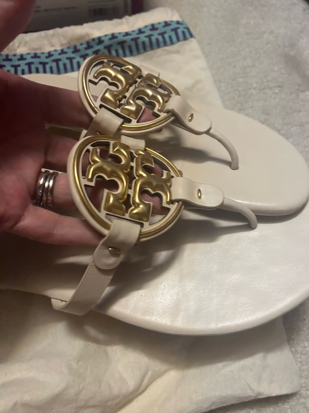 TORY BURCH crystal MILLER leather sandals. - Picture 9 of 16